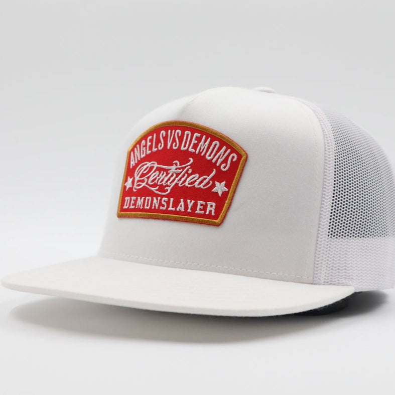 Classic White AVD Flat Bill Trucker Hat