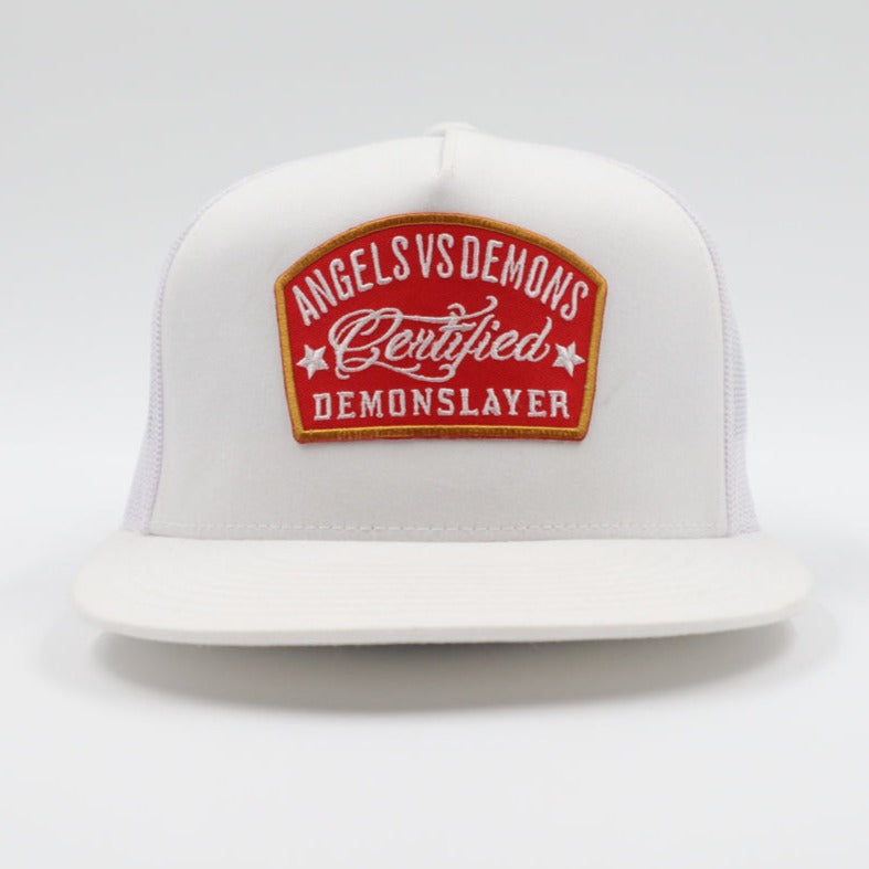 Classic White AVD Flat Bill Trucker Hat
