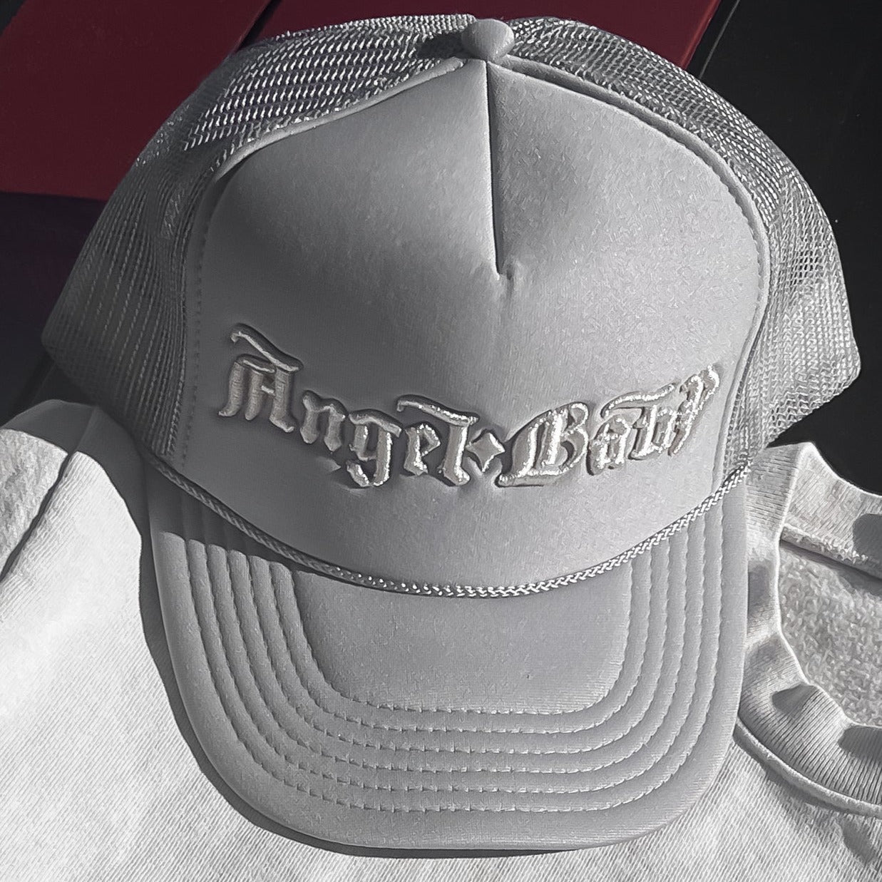 Angel Baby Gray Embroidered Foam Trucker Cap